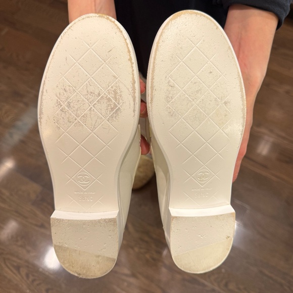 Chanel CC Turnlock Loafers (White with Silver Hardware) - Picture 2 of 6